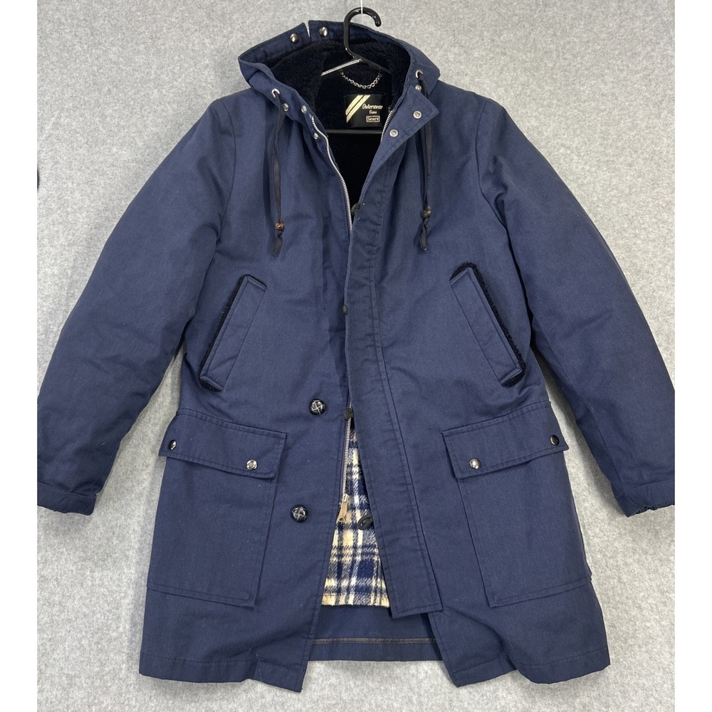 Parka VTG Sears Outerwear Winter Coat Mens M navy blue Hooded